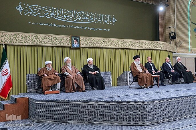 Leader of the Islamic Revolution Ayatollah Seyed Ali Khamenei delivered a speech in Tehran on the auspicious anniversary of Eid al-Mab'ath on January 28, 2025.