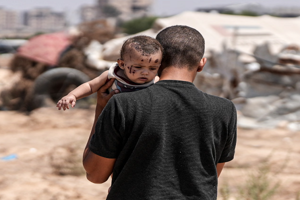 Three-month-old baby Rim was the sole survivor of an Israeli strike on the home of the Abu Hiyye family in Khan Younis. Rim has been taken in by her aunt.