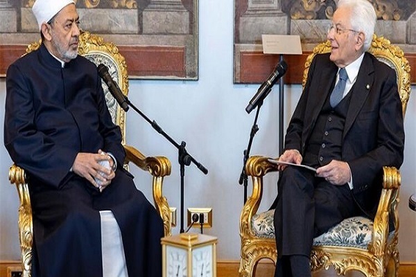 Head of Egypt’s Al-Azhar Islamic Center Sheikh Ahmed El-Tayyeb met with Italian President Sergio Mattarella in Rome on October 27, 2025.