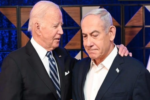 Former US president Joe Biden and Israeli prime minister Benjamin Netanyahu