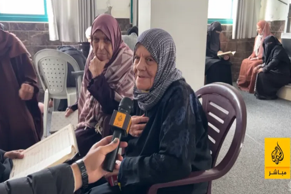 Palestinians attending a Khatm Quran (reciting the Quran from beginning to end) program in the Gaza Strip