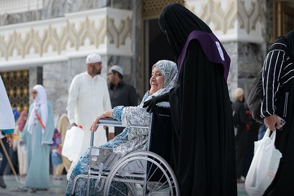 Dedicated passages have been allocated for elderly people and persons with disabilities inside the Grand Mosque in Mecca, Saudi Arabia.