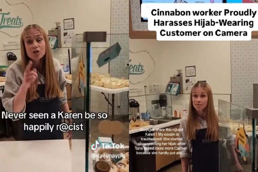 Cinnabon Employee Fired After Racist Tirade Against Muslim Couple Cinnabon Employee Fired After Racist Tirade Against Muslim Couple