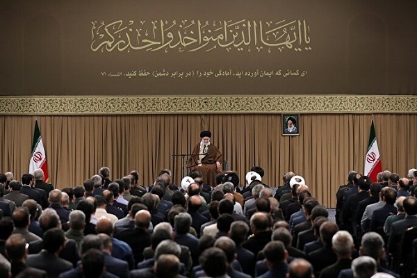Ayatollah Seyed Ali Khamenei addressed a gathering of Defense Ministry officials, defense industry elites, the ministry’s experts and staff, and families of the martyrs hailing from the country’s defense industry on February 12, 2025.