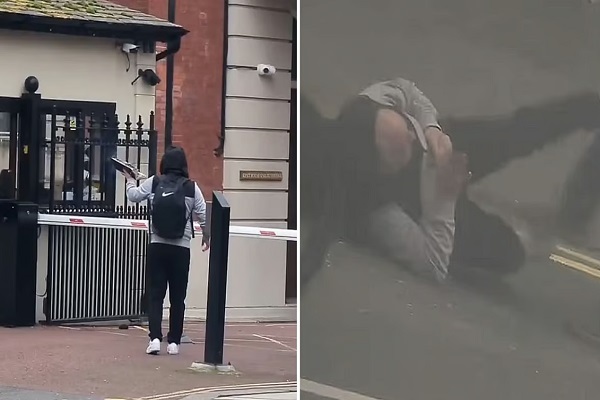 A man attacked a Quran burner outside Turkish embassy in London on February 13, 2025.