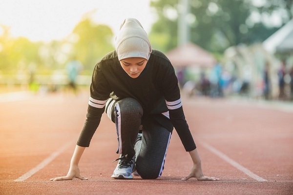 A Muslim athlete wearing hijab