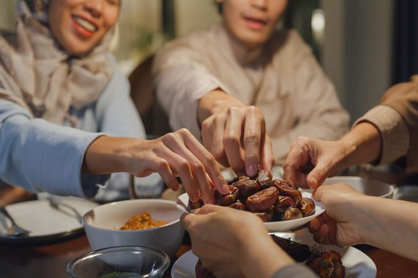 Muslims breaking their fast in Ramadan