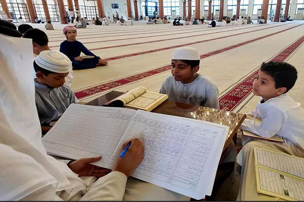 A Quran teaching session at a mosque in Sharjah, the UAE
