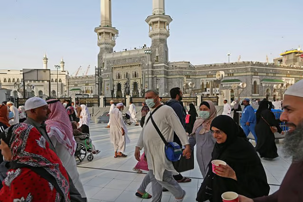 Umrah pilgrims at the Grand Mosque in Mecca.