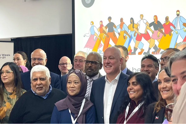 New Zealand’s Prime Minister Christopher Luxon with some of the Muslim community and leaders (March 15, 2025)