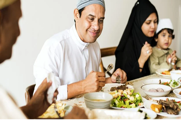 Muslims in the Netherlands breaking their fast