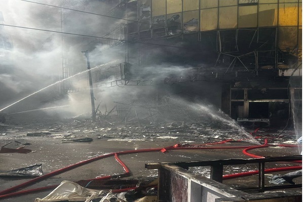 A fire broke out inside a hotel in the holy city of Karbala on Wednesday, April 9, 2025.