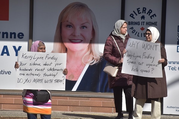 Canadian Muslim Group Protest outside Conservative Incumbent's Office 