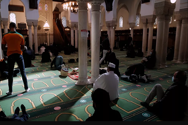 Worshippers at a mosque in France