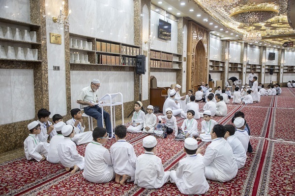 School students attending a Quranic class at a mosque in Iraq