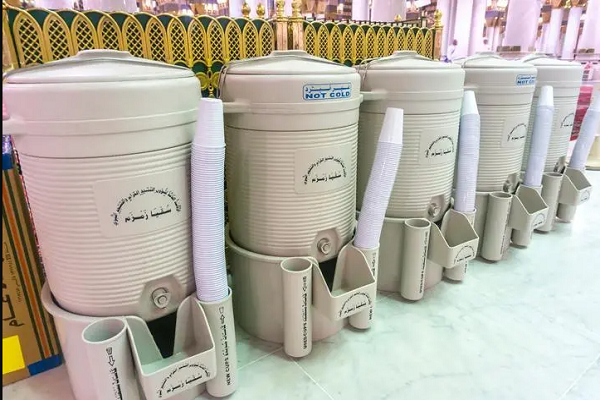Zamzam water dispensers at the Prophet's Mosque
