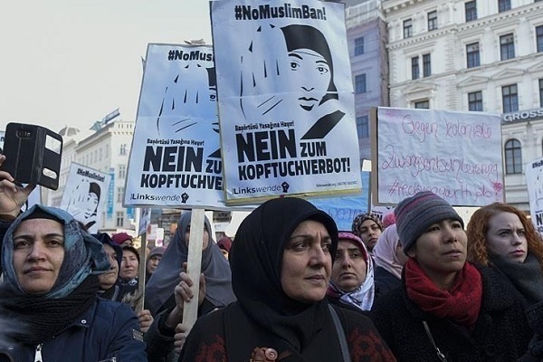 A rally against Islamophobia in Europe