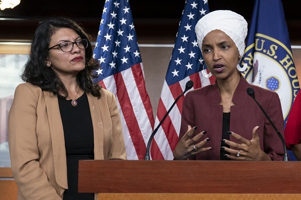 US Congresswomen Rashida Tlaib (D-Mich.) and Ilhan Omar (D-Minn.)