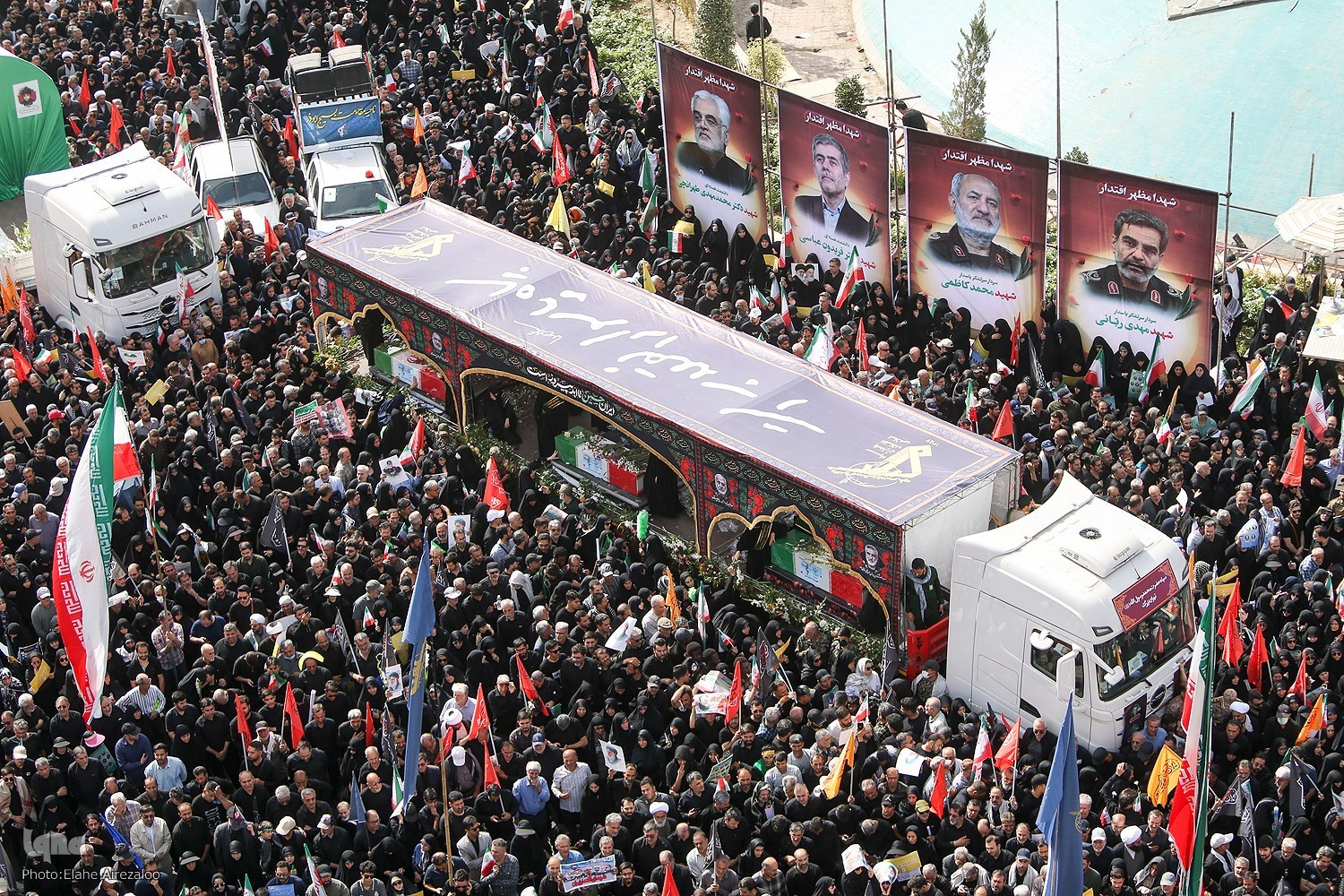 Huge Crowd Attend Funeral Procession for ‘Martyrs of Iran’s Power’ in Tehran
