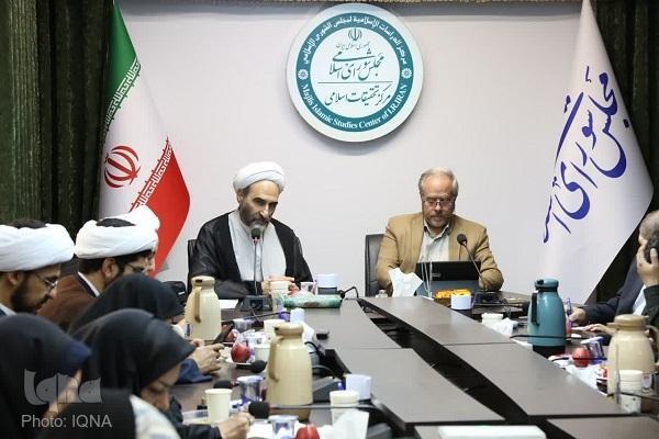 Ayatollah Ahmad Moballeghi, a member of Iran’s Assembly of Experts and head of the fifth international conference on Fiqh (Islamic jurisprudence) and law, speaking at a press briefing in Tehran on Sunday, June 8, 2025.