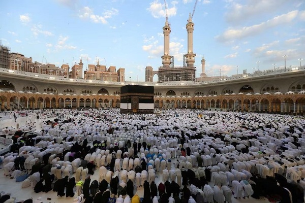 The Eid Al Adha morning prayer around the Kaaba at the Grand Mosque in Mecca, at the start of the holiday marking the end of the Hajj pilgrimage. AFP