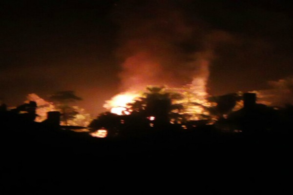 به آتش کشیده شدن منازل مسلمانان روهینگیا در شهر تمبرو