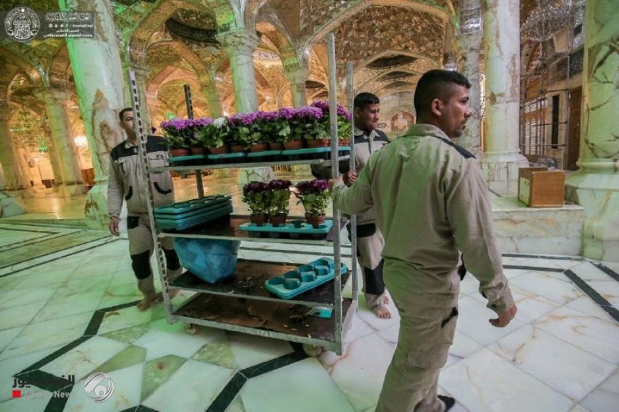 عکس | تزئین حرم مطهر امیرالمومنین(ع) با چهار هزار شاخه گل