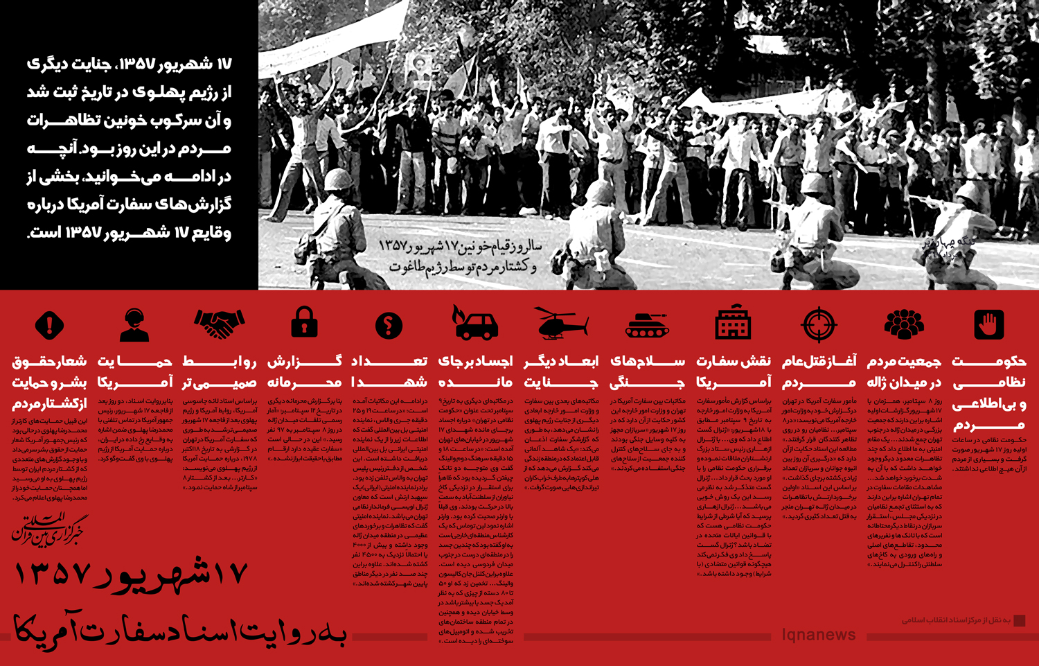 اینفوگرافیک/ ۱۷ شهریور ۱۳۵۷ به گزارش اسناد سفارت آمریکا