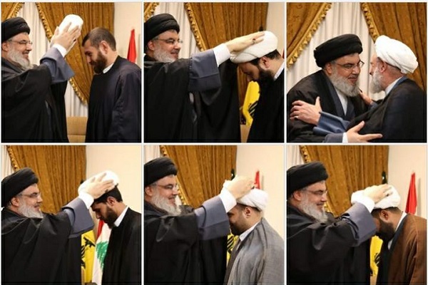 مراسم عمامه‌گذاری طلاب لبنانی با حضور سیدحسن نصرالله 