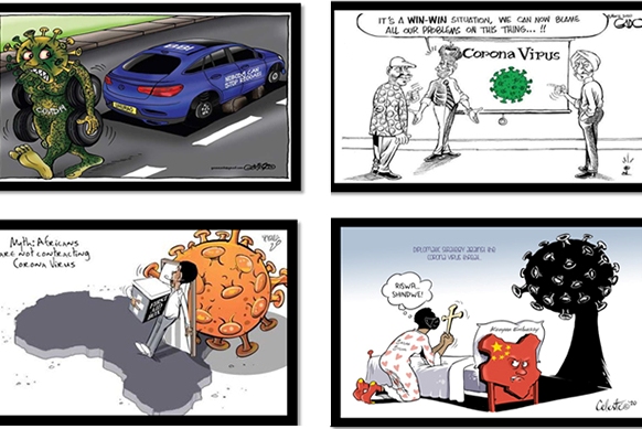 نمایش آثار کاریکاتور با موضوع کرونا در کنیا