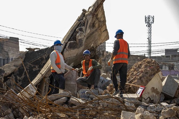 ادامه کار بازسازی مسجد جامع تاریخی موصل + عکس