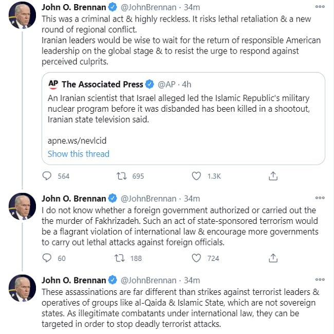 واکنش&zwnj;های جهانی به شهادت محسن فخری&zwnj;زاده