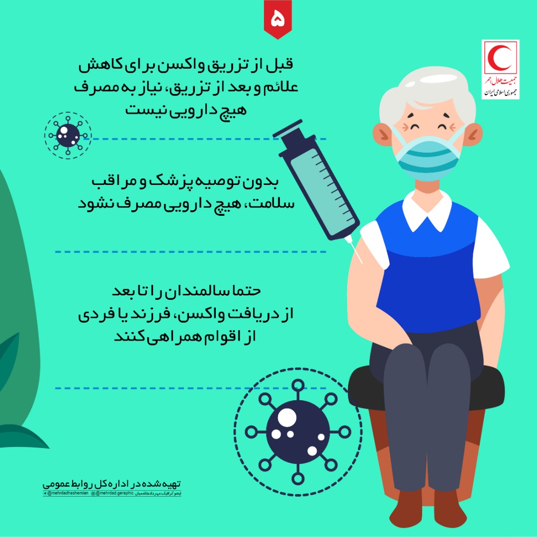 نکاتی که بعد از تزریق واکسن کرونا باید بدانیم + اینفوگرافی