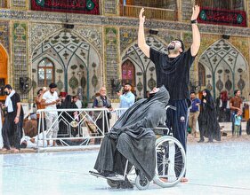 برکت باران در ماه مبارک رمضان در حرم حضرت علی(ع)