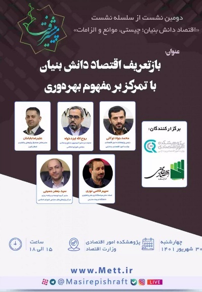 نشست علمی «بازتعریف اقتصاد دانش‌بنیان با تمرکز بر مفهوم بهره‌وری» برگزار می‌شود