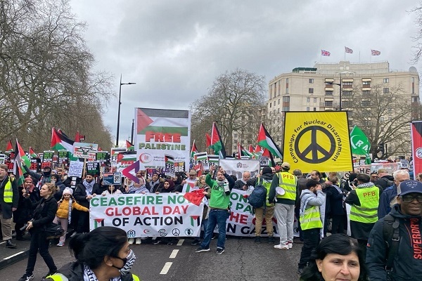 تظاهرات گسترده در لندن به مناسبت «روز جهانی همبستگی با غزه»