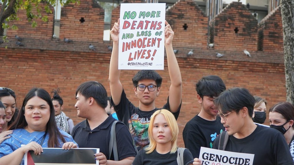 تجمع اعتراضی به جنایات اسرائیل در چیانگ مای تایلند 