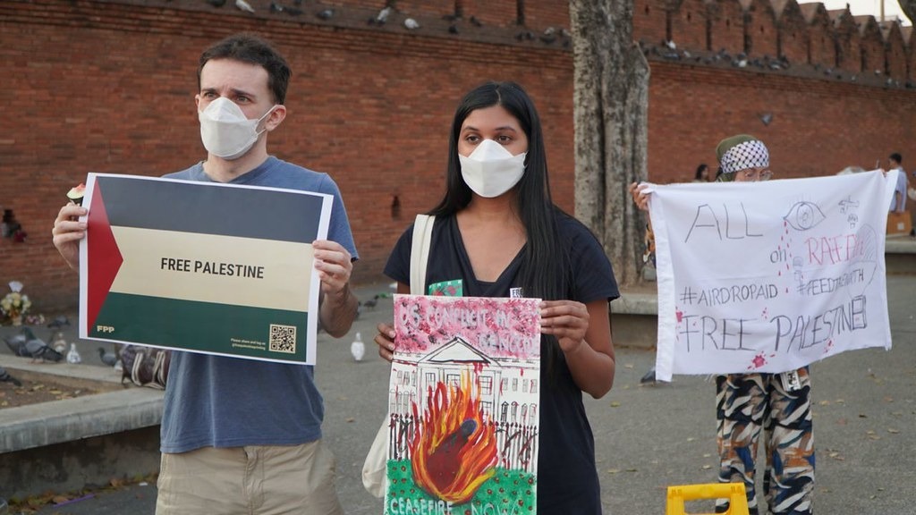 تجمع اعتراضی به جنایات اسرائیل در چیانگ مای تایلند 