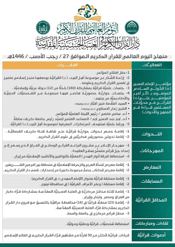 برگزاری روز جهانی قرآن کریم توسط آستان قدس حسینی + عکس