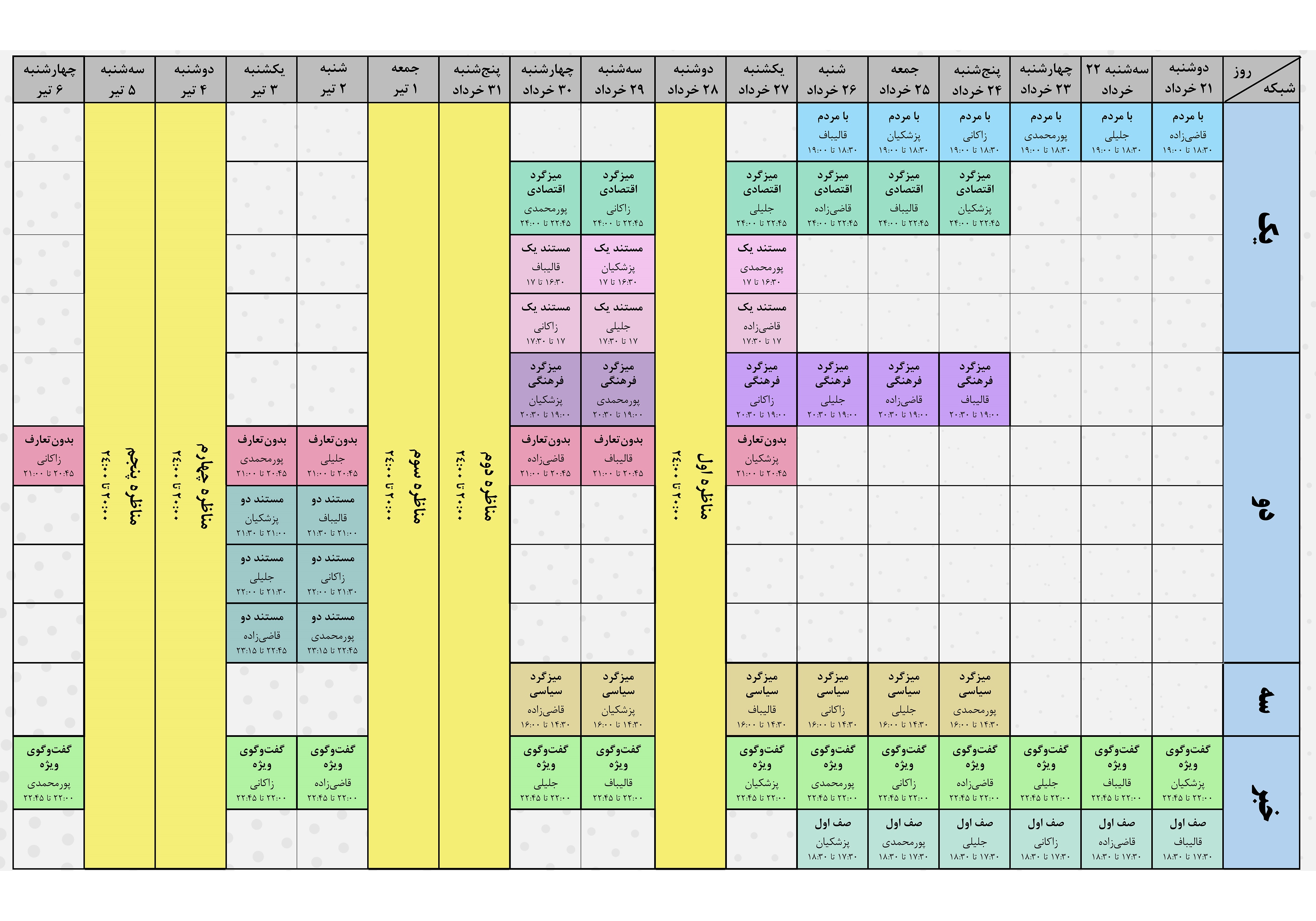 جدول برنامه‌های تبلیغاتی نامزدهای انتخابات ریاست جمهوری