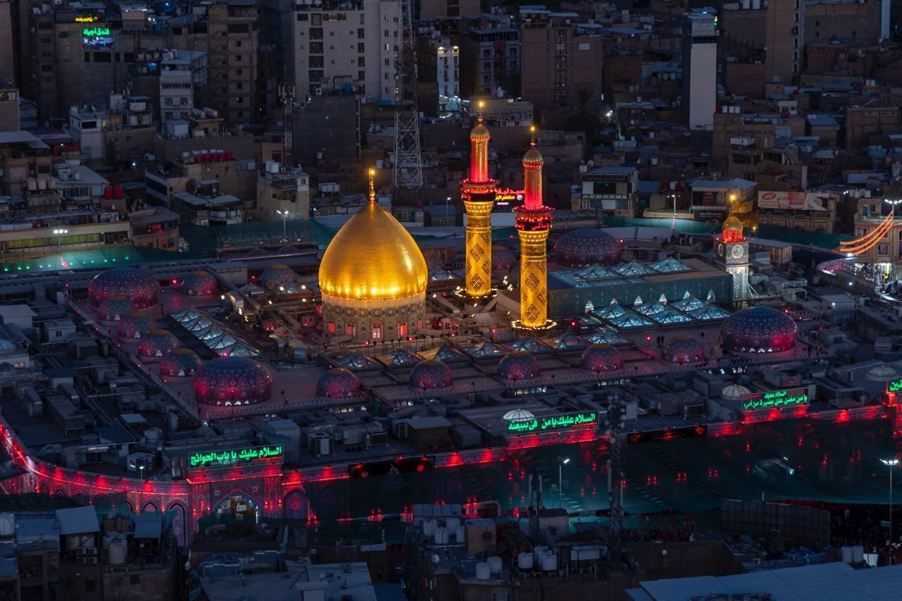 تصاویر هوایی از کربلا در شب تاسوعای حسینی