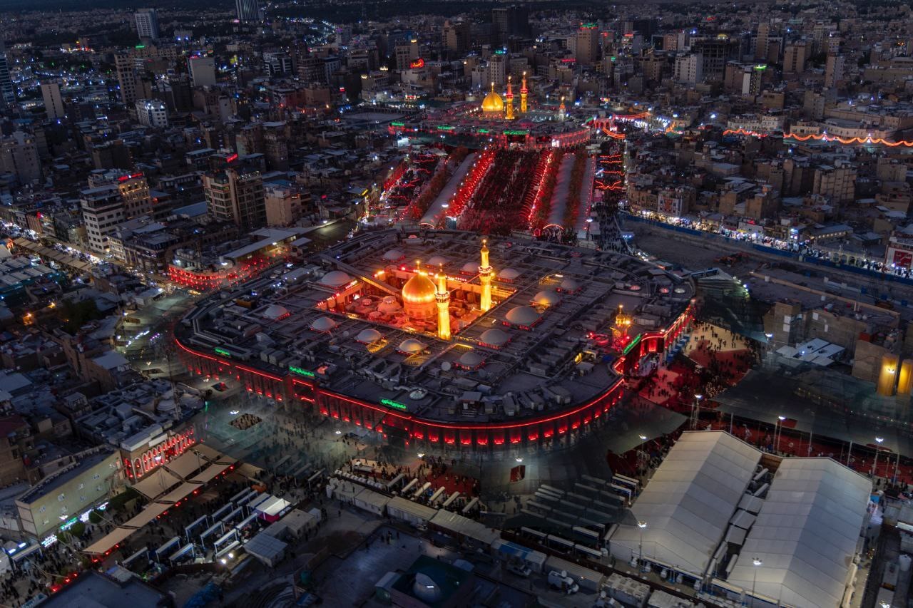 تصاویر هوایی از کربلا در شب تاسوعای حسینی