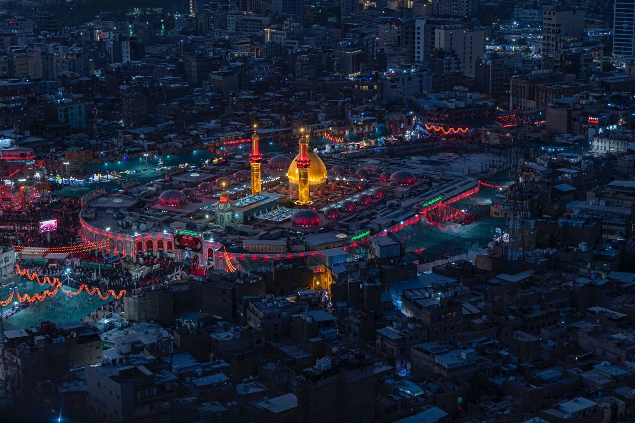 تصاویر هوایی از کربلا در شب تاسوعای حسینی