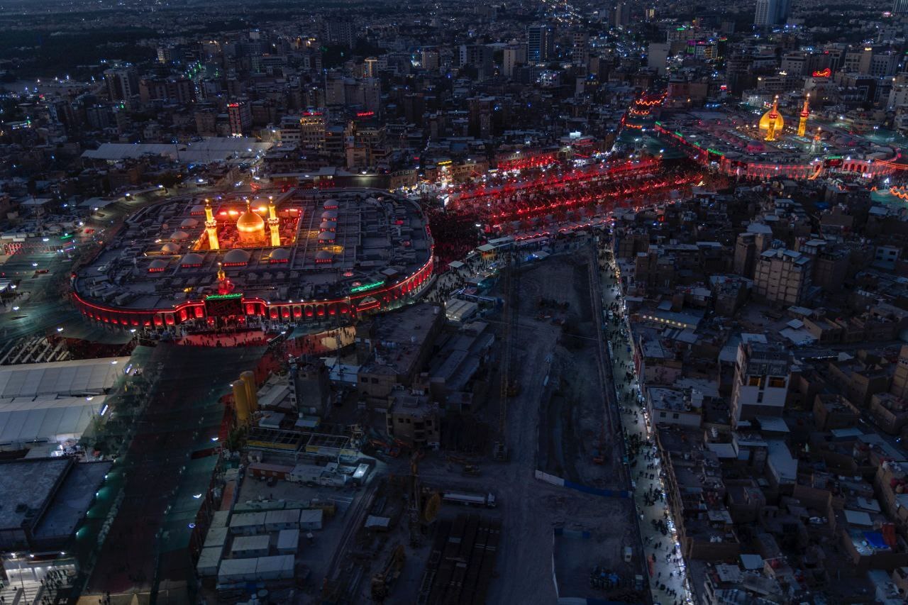 تصاویر هوایی از کربلا در شب تاسوعای حسینی