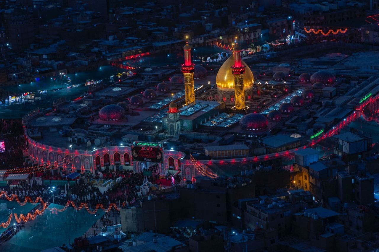 تصاویر هوایی از کربلا در شب تاسوعای حسینی