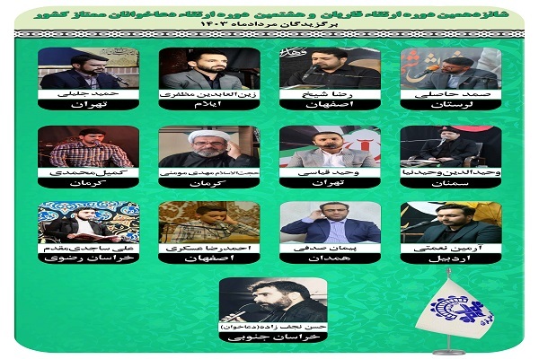 معرفی برگزیدگان شانزدهمین دوره ارتقاء قاریان و دعاخوانان