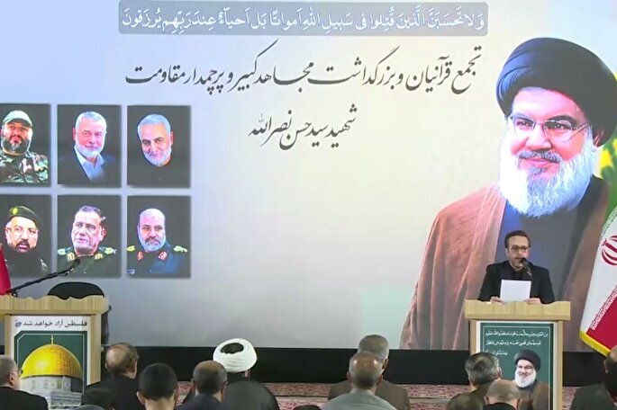 تعظیم جامعه قرآنی در مقابل دبیرکل فقید حزب‌الله لبنان