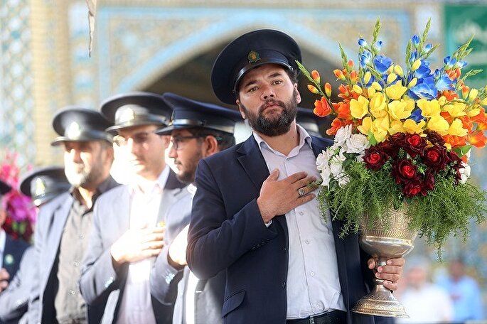 آیین خطبه‌خوانی خادمان حرم مطهر بانوی کرامت با حضور نیروهای مسلح