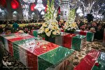 فیلم | آیین وداع با پیکر ۱۴ شهید گمنام دفاع مقدس در حرم رضوی