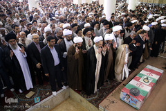 مراسم تشییع پیکر پاک مجاهد جانباز شهید حجت الاسلام سید «مهدی تقوی» از شهدای حادثه تروریستی مجلس در قم